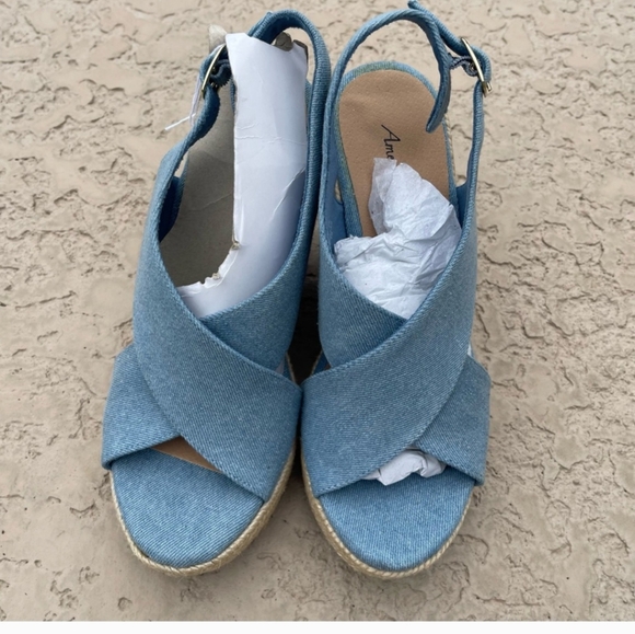 American eagle jean wedge sandals like new - Picture 2 of 6